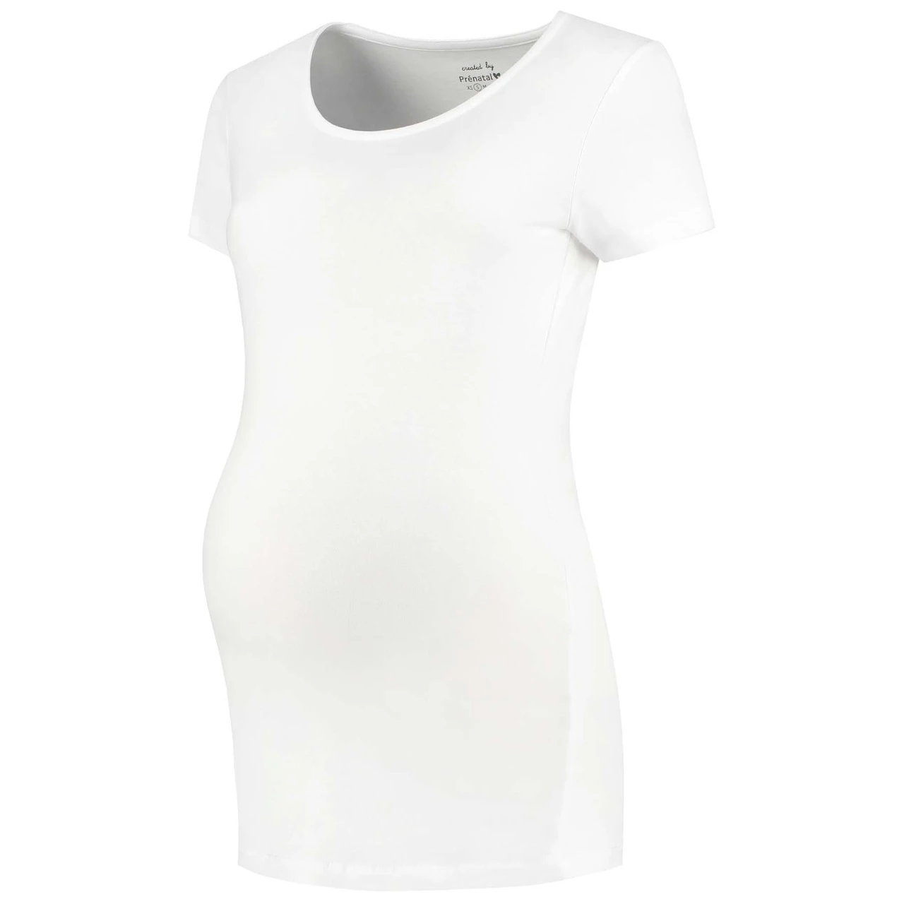 Prénatal Zwangerschaps T-shirt Korte Mouwen Effen Wit 1 Prénatal Zwangerschaps T-shirt Korte Mouwen Effen Wit