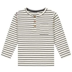 Prénatal Baby T-shirt Lange Mouwen Strepen Antraciet