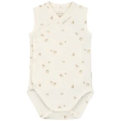 Prénatal Newborn Romper Mouwloos All Over Print Beige