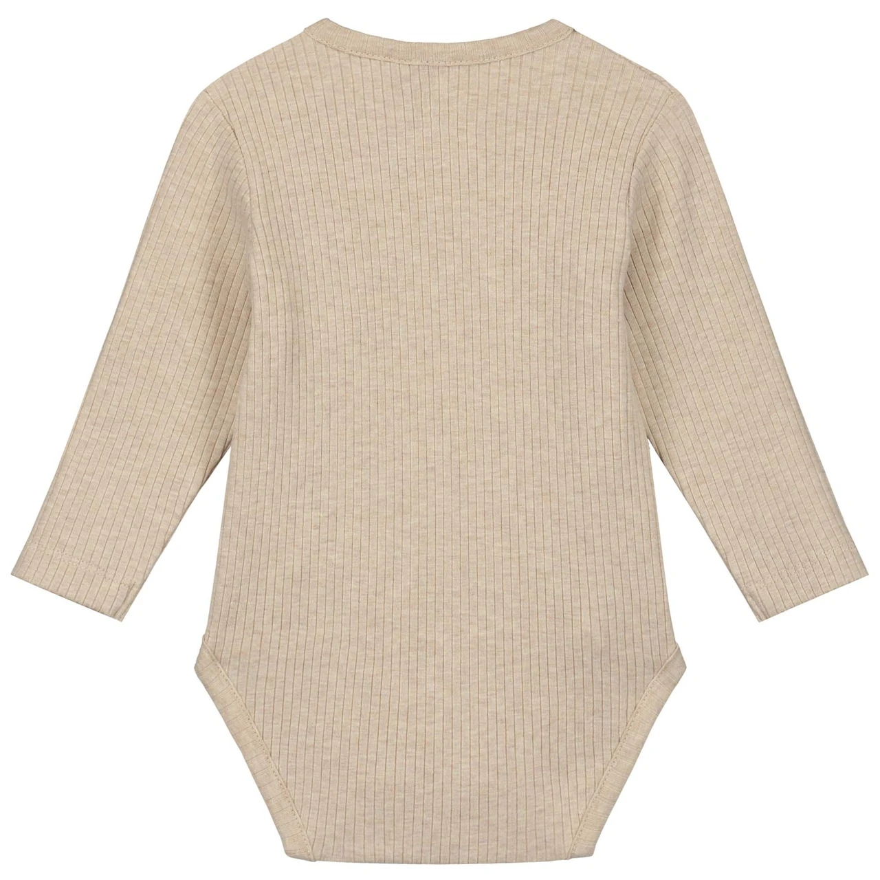 Prénatal Newborn Romper Rib Lange Mouwen Effen Beige 2 Prénatal Newborn Romper Rib Lange Mouwen Effen Beige - Afbeelding 2