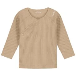 Prénatal Newborn Overslagshirt Rib Lange Mouwen Effen Taupe