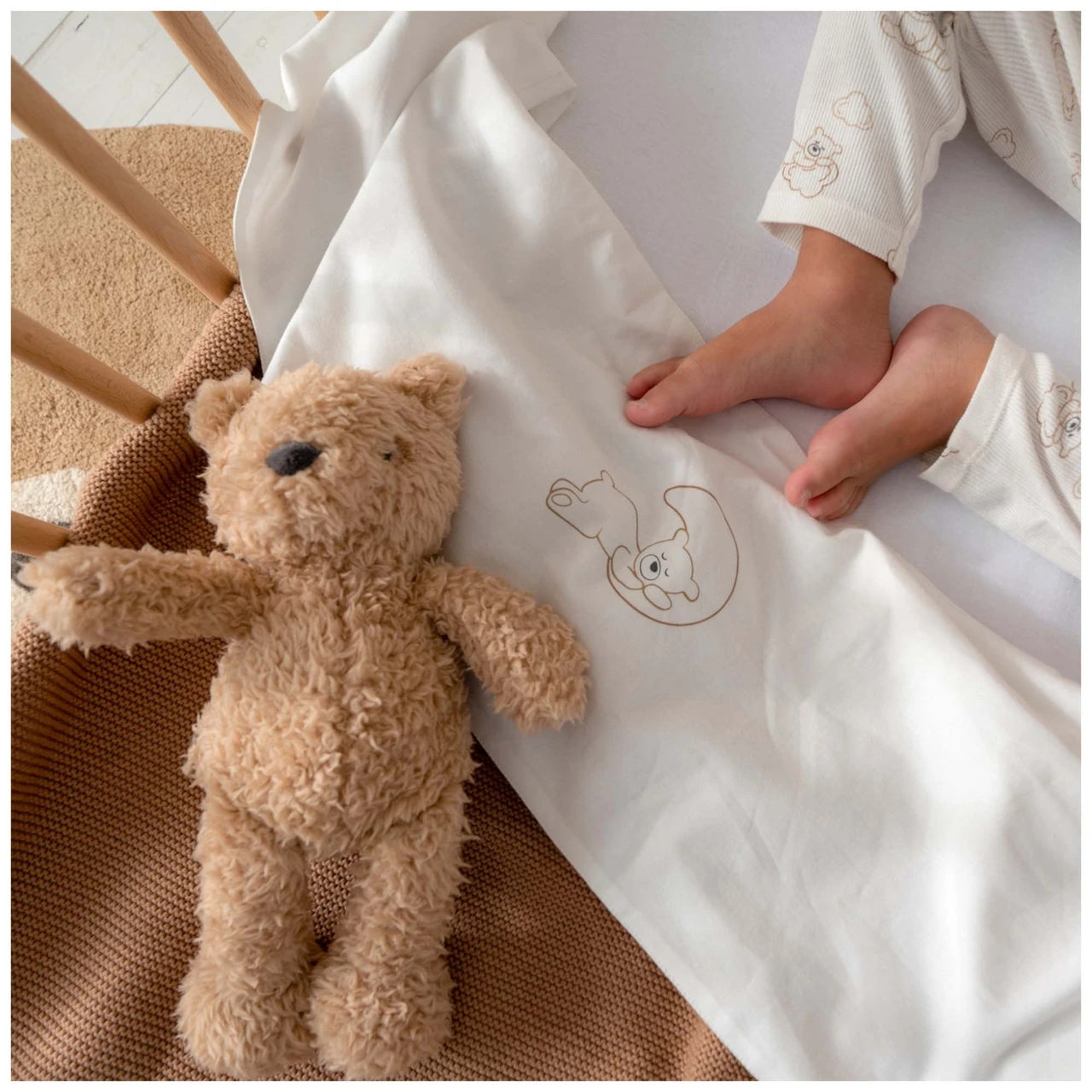 Prenatal Wieglaken Beren Wit 3 Prenatal Wieglaken Beren Wit - Afbeelding 3