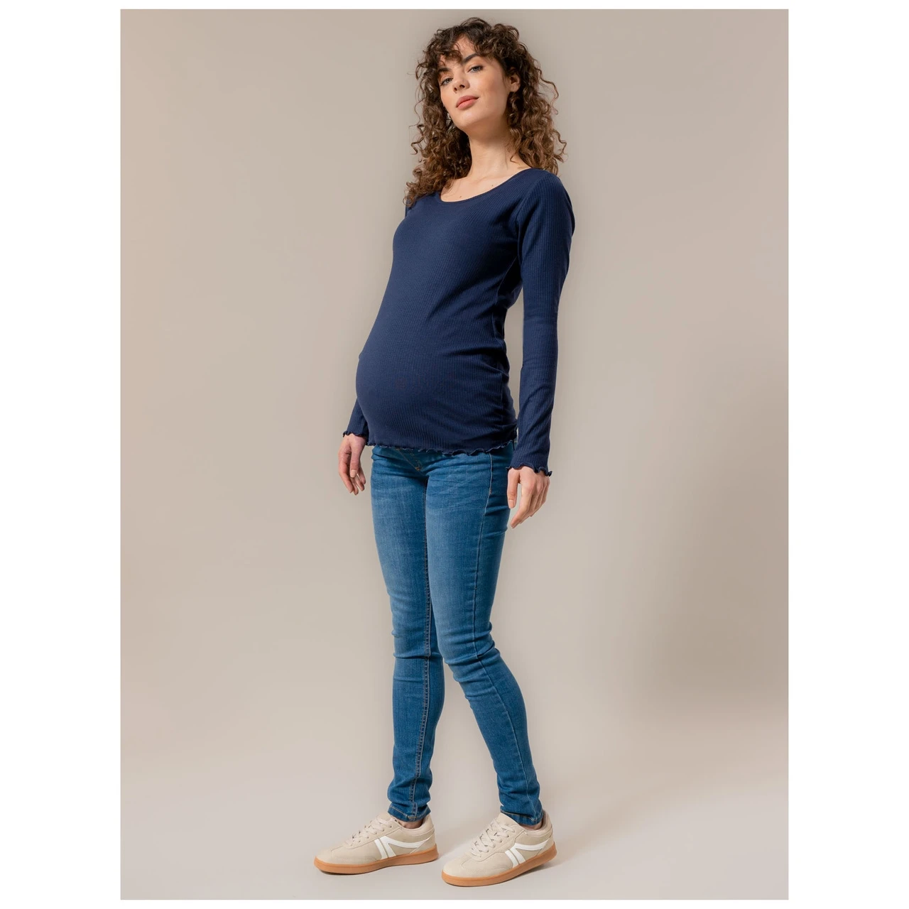 Prénatal Zwangerschapsshirt Lange Mouwen Effen Blauw 2 Prénatal Zwangerschapsshirt Lange Mouwen Effen Blauw - Afbeelding 2