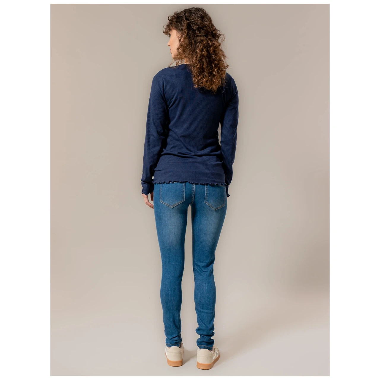 Prénatal Zwangerschapsshirt Lange Mouwen Effen Blauw 3 Prénatal Zwangerschapsshirt Lange Mouwen Effen Blauw - Afbeelding 3