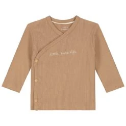 Prénatal Newborn Shirt Rib Pure Lange Mouwen Effen Bruin