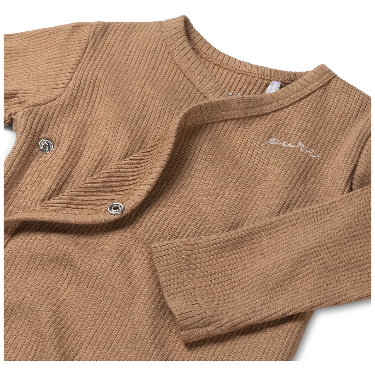 Prénatal Newborn Romper Rib Pure Lange Mouwen Effen Bruin 4 Prénatal Newborn Romper Rib Pure Lange Mouwen Effen Bruin - Afbeelding 4