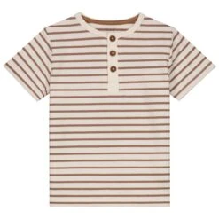 Prénatal Baby T-shirt Korte Mouwen Strepen Bruin