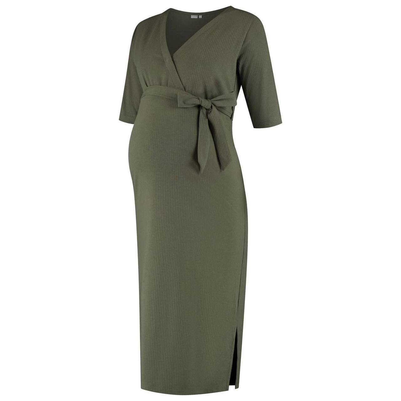 Prénatal Zwangerschapsjurk Korte Mouwen Effen Groen 4 Prénatal Zwangerschapsjurk Korte Mouwen Effen Groen - Afbeelding 4