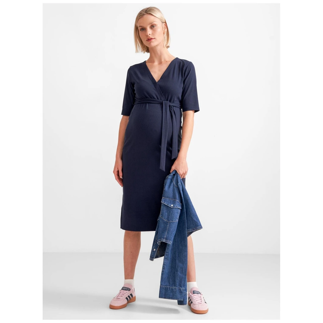 Prénatal Zwangerschapsjurk Korte Mouwen Effen Blauw 1 Prénatal Zwangerschapsjurk Korte Mouwen Effen Blauw