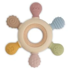 Prénatal Silconen Houten Bijtring Patroon Multi