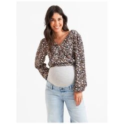 Prénatal Zwangerschapstop Lange Mouwen Bloemen Multi