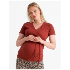 Prénatal Zwangerschapstop Korte Mouwen Effen Rood