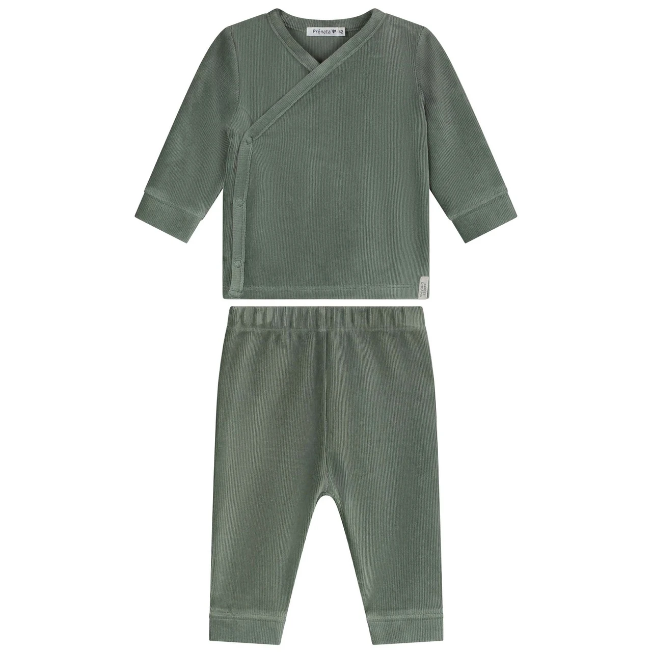 Prénatal Baby Pyjama Rib Velour Groen 1 Prénatal Baby Pyjama Rib Velour Groen