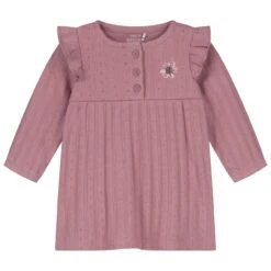 Prénatal Newborn Jurk Ajour Lange Mouwen Effen Roze