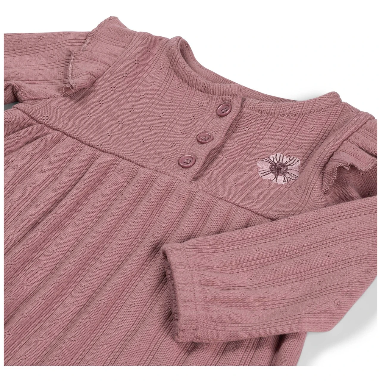 Prénatal Newborn Jurk Ajour Lange Mouwen Effen Roze 3 Prénatal Newborn Jurk Ajour Lange Mouwen Effen Roze - Afbeelding 3