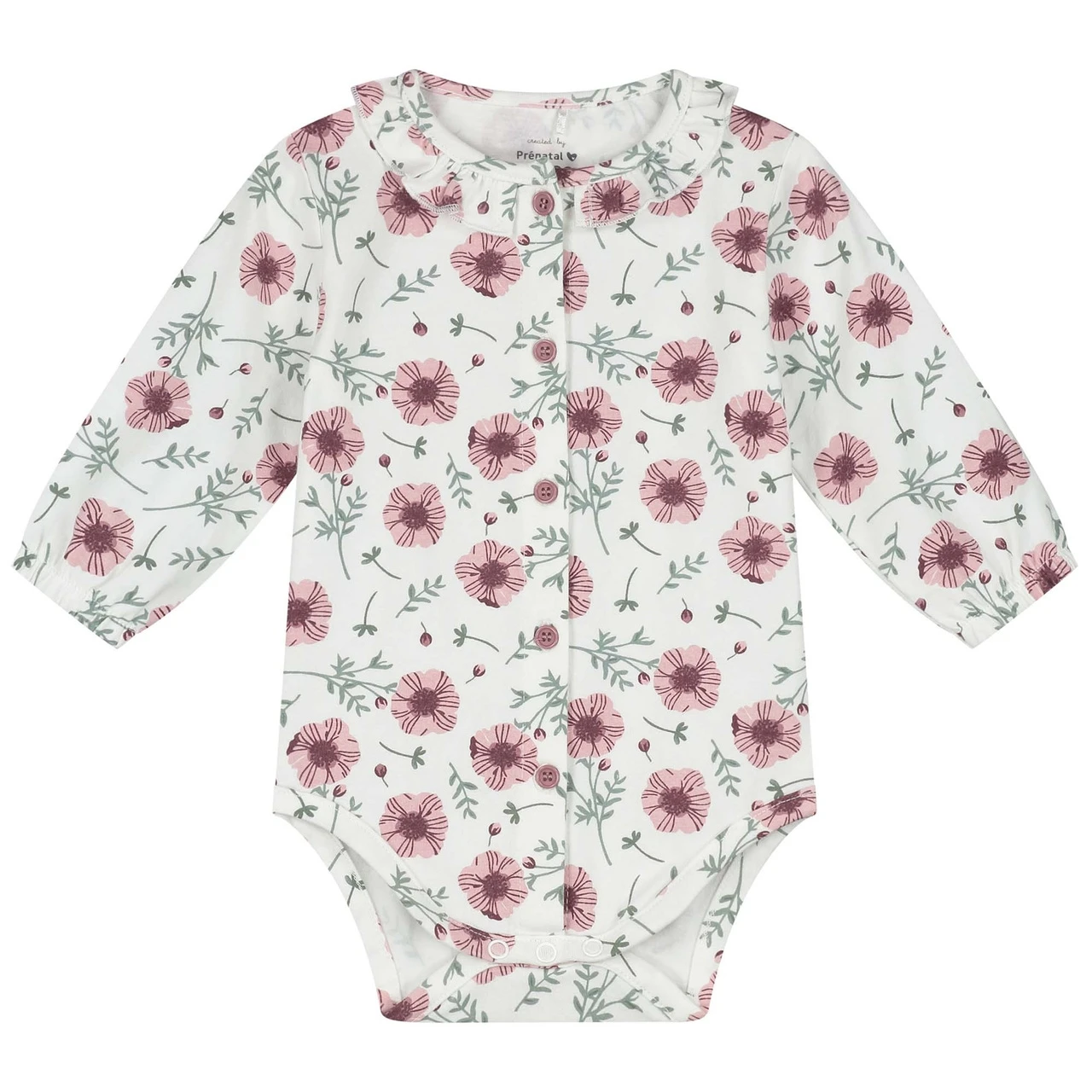 Prénatal Newborn Body Lange Mouwen Bloemen Wit 1 Prénatal Newborn Body Lange Mouwen Bloemen Wit