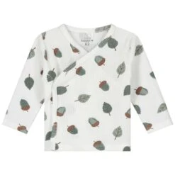Prénatal Newborn Overslagshirt Wafel Lange Mouwen All Over Print Wit