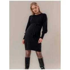 Prénatal Zwangerschapsjurk Lange Mouwen Effen Zwart
