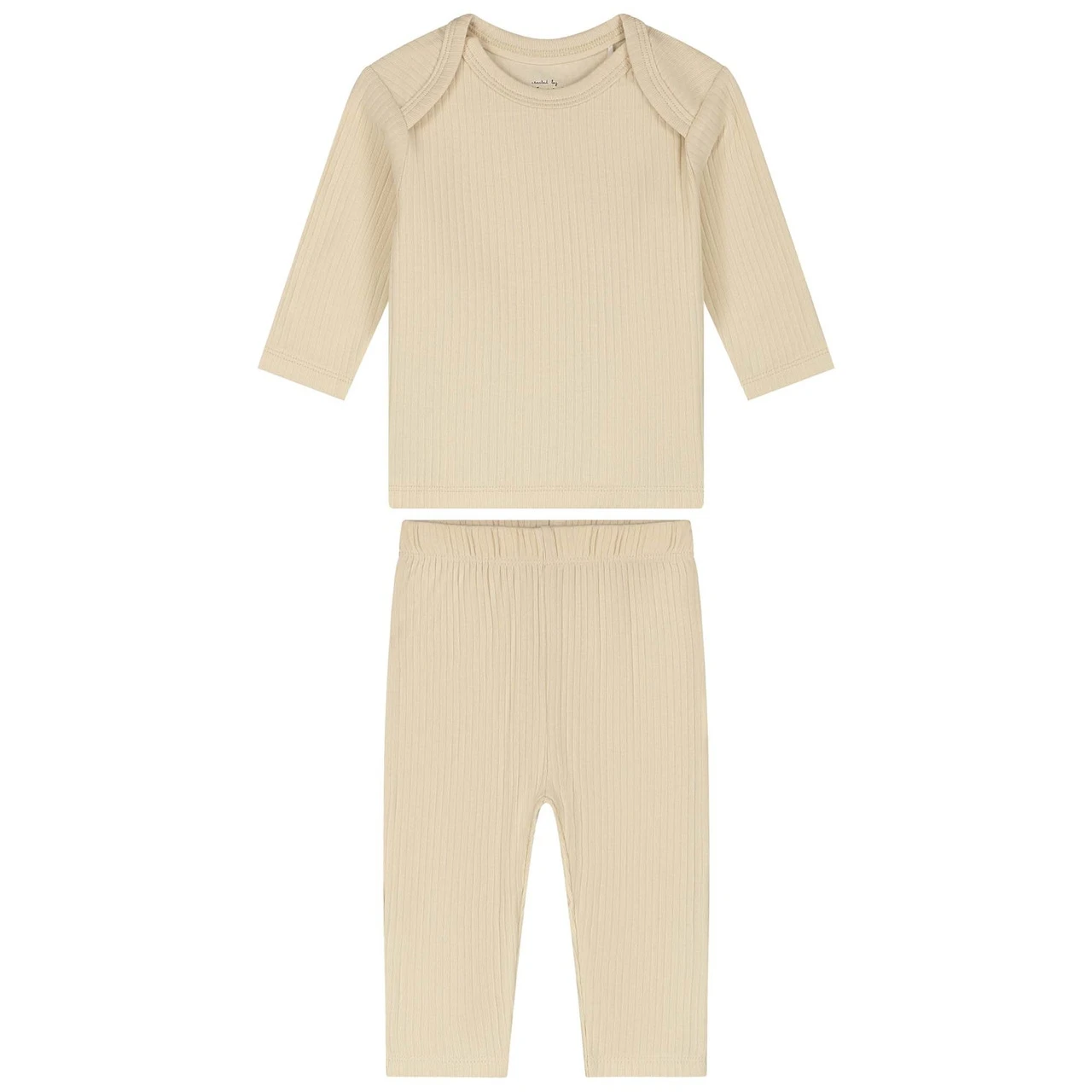 Prenatal Baby Rib Pyjama Beige 1 Prenatal Baby Rib Pyjama Beige