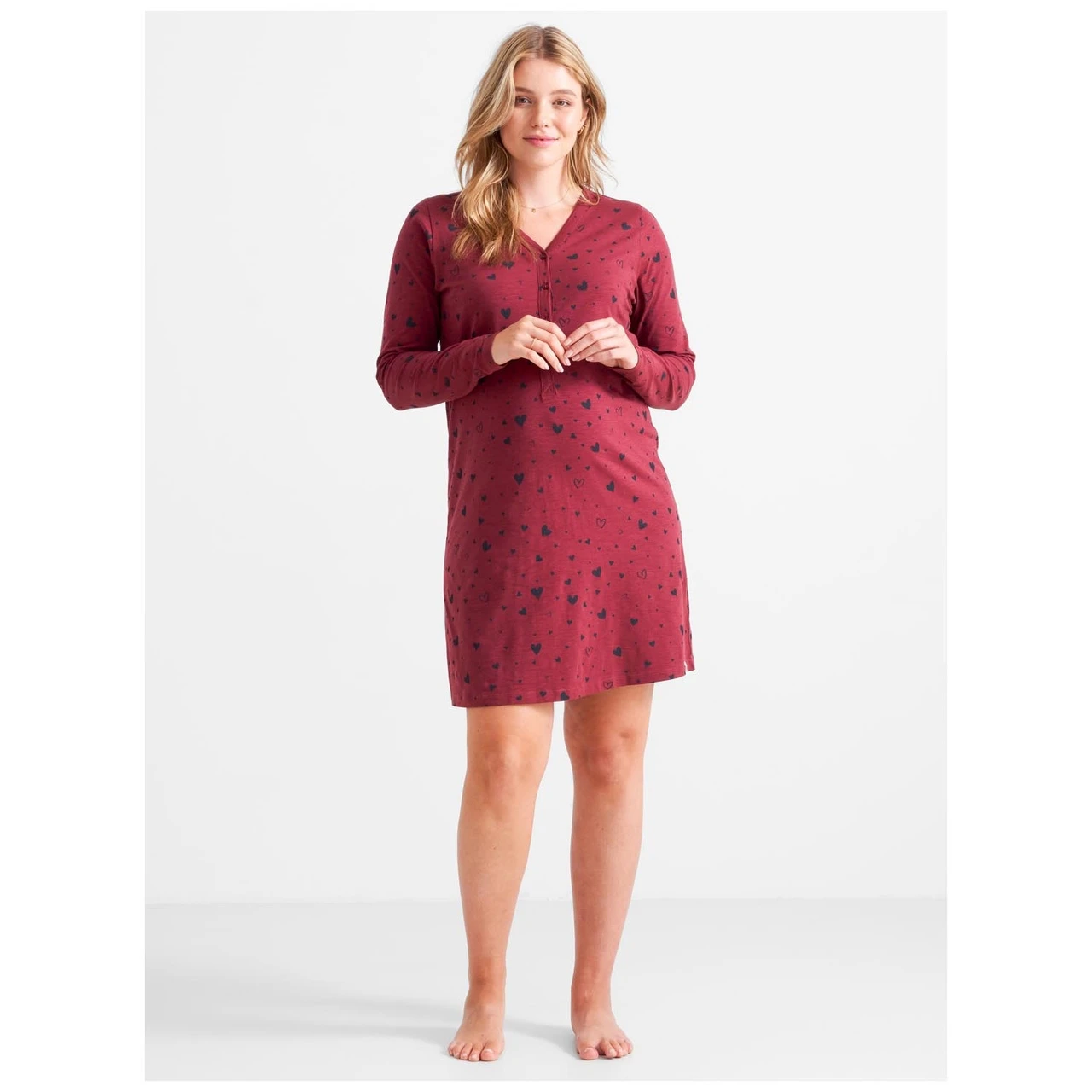 Prénatal Zwangerschapspyjama Lange Mouwen All Over Print Rood 4 Prénatal Zwangerschapspyjama Lange Mouwen All Over Print Rood - Afbeelding 4