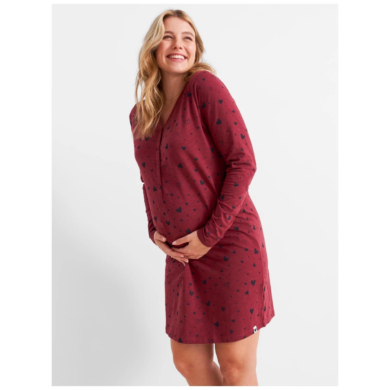 Prénatal Zwangerschapspyjama Lange Mouwen All Over Print Rood 6 Prénatal Zwangerschapspyjama Lange Mouwen All Over Print Rood - Afbeelding 6